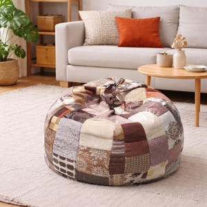 Funda para puf Patchwork Brown Range Lounge, silla cómoda para adultos/niños, silla gamer, pufs personalizados