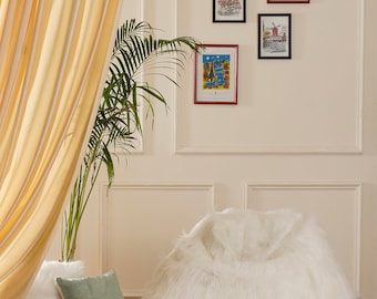 Funda de puf de piel sintética blanca, cojín de suelo para adultos, acogedora decoración invernal