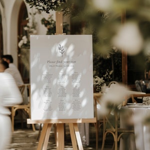 DIGITAL Table Plan Sign, Simple Foliage Wedding Find Your Seat Sign, Seating Chart Wedding, Classic Wedding Table Plan