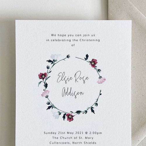 Personalised Christening Invitations Etsy UK