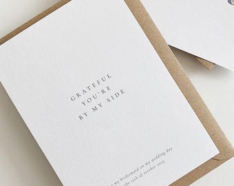 Bridal Party Thank You Card | Bridesmaid & Maid of Honour Keepsake Card