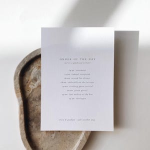 Order of the Day Cards for Wedding | Romantic Timeless Design