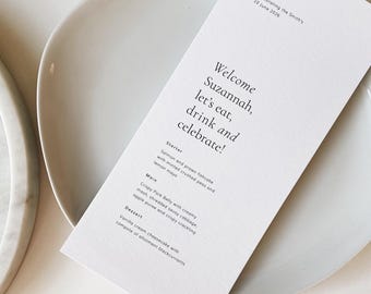 Modern Wedding Menu Card | Personalised with Guest Names