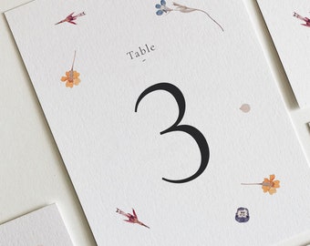 Wildflower Table Numbers, Wedding Table Decorations, Table Numbers Wedding