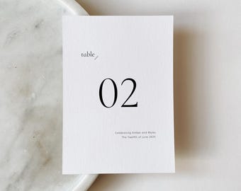 Minimalist Wedding Table Numbers | Elegant Modern Wedding Day Decor