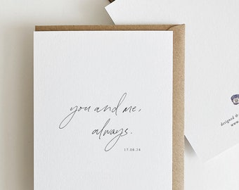 You and Me Always Personalised Wedding Day Card, On Our Wedding Day Card, To my Bride On Our Wedding Day, Groom Card From Bride