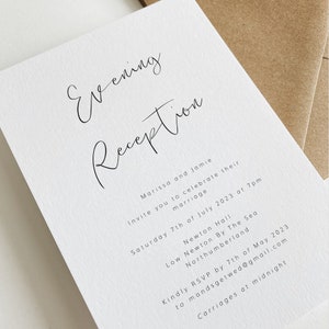 Evening Invites Wedding, Evening Guest Invites, Evening Wedding Reception Invitations, Wedding Evening Invites