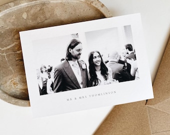 Wedding Thank You Card | Personalised with Photo, Classic Contemporary Design