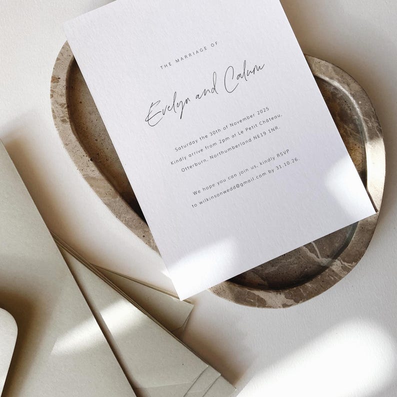 Handwritten Style Wedding Invitation | Simple Modern Invite image 3