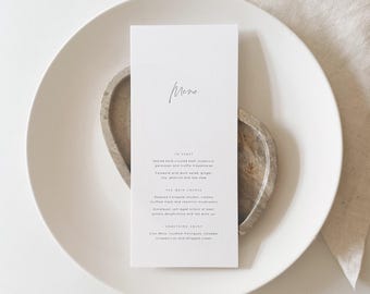 Minimalist Wedding Menu Cards | Timeless Design with Handwritten Script Detail