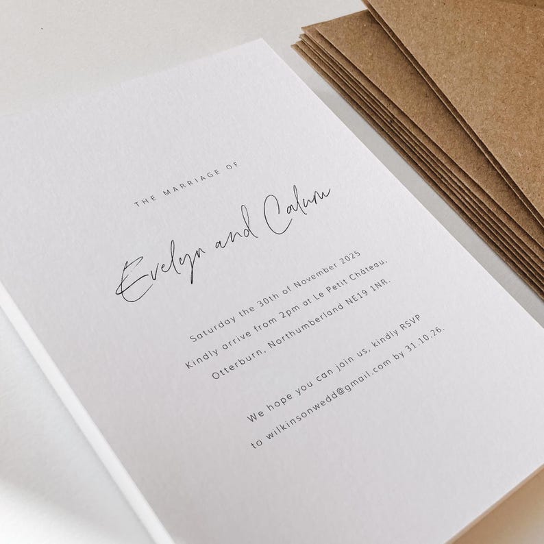 Handwritten Style Wedding Invitation | Simple Modern Invite image 4
