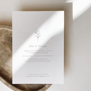 Classic Wedding Invitation | Botanical Design on Soft-Touch Matte Card