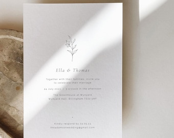 Classic Wedding Invitation | Botanical Design on Soft-Touch Matte Card