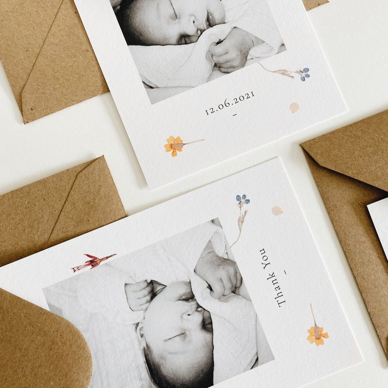 Cartes postales de remerciement pour bébé avec enveloppes, mots de remerciement pour bébé, faire-part de naissance image 5