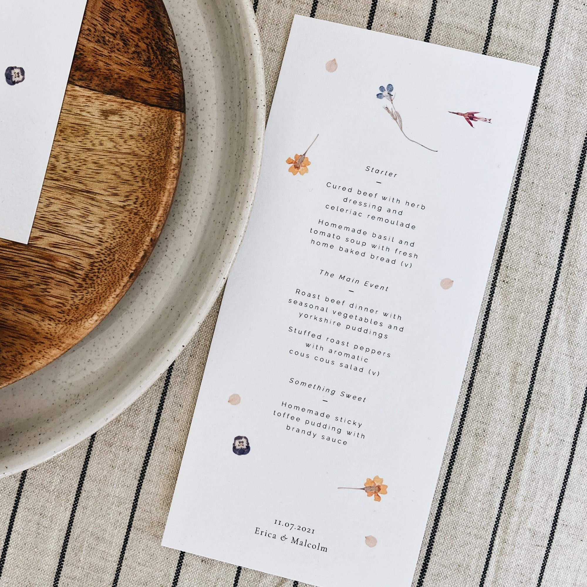 Wedding Menu, Menu Cards, Wildflower Wedding, Place Settings, On The Day