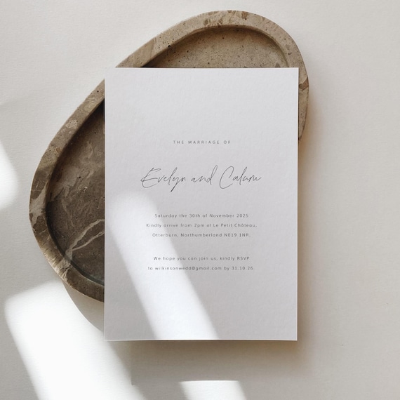 Handwritten Style Wedding Invitation | Simple Modern Invite