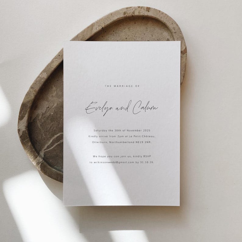 Handwritten Style Wedding Invitation | Simple Modern Invite image 1