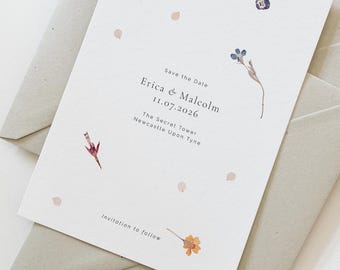 Wildflower Save the Date Cards | Pressed Flower Design