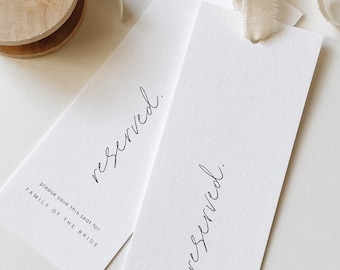 Simple Reserved Seating Tag | Wedding Ceremony Reserved Seating