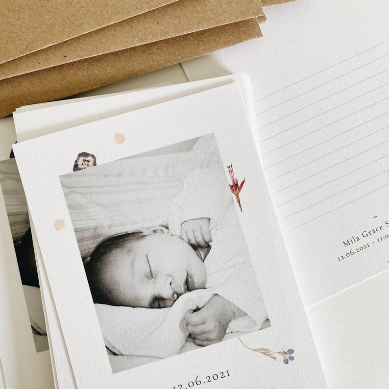 Cartes postales de remerciement pour bébé avec enveloppes, mots de remerciement pour bébé, faire-part de naissance image 6