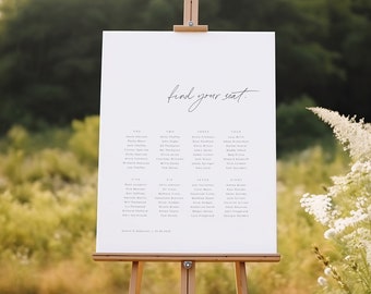 DIGITAL Wedding Seating Chart, Simple Boho Calligraphy Wedding Table Plan, On the Day Wedding Stationery, Digital Table Plan Wedding