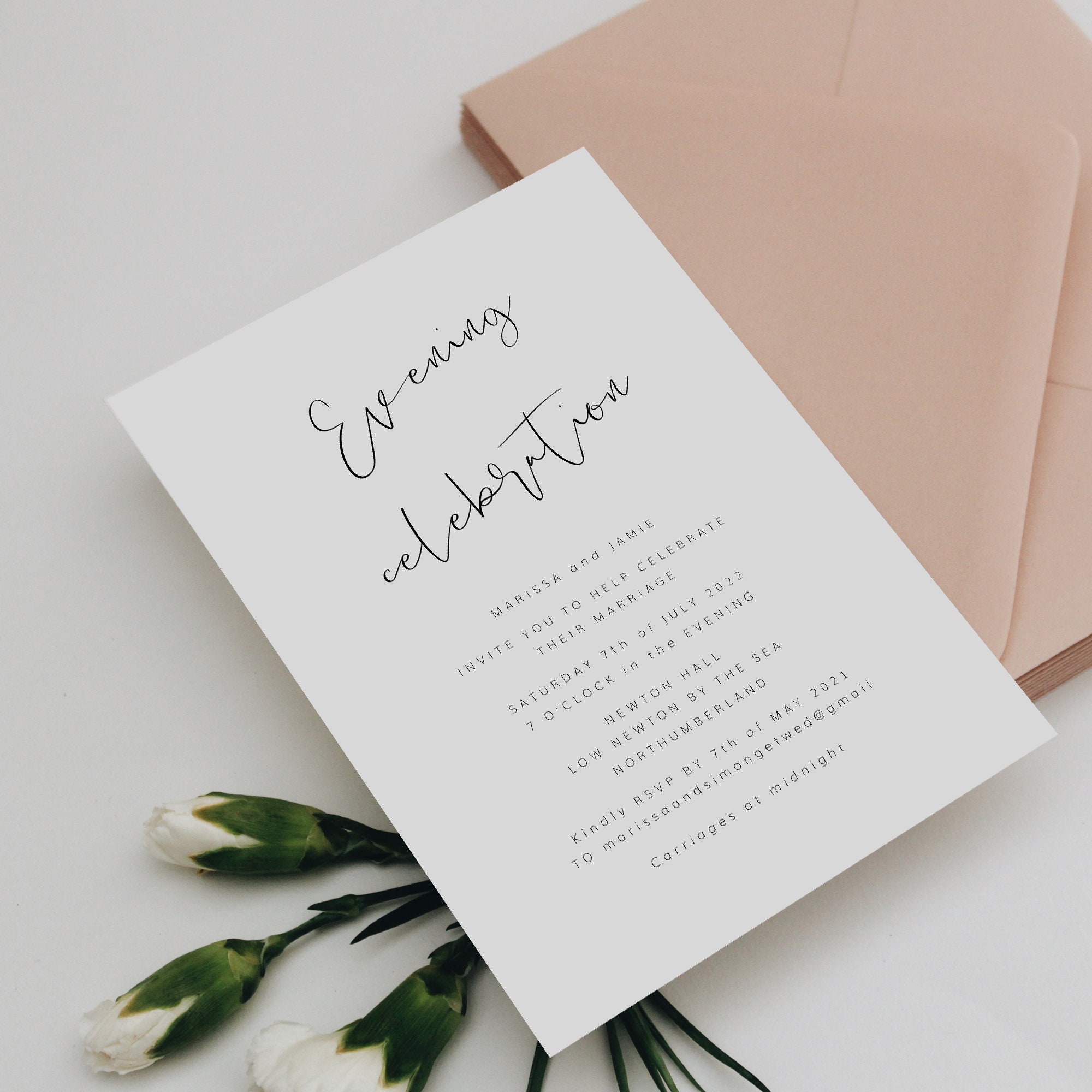 Evening Wedding Invitations Evening Reception Invites Etsy UK