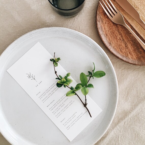 Wedding Menu Table Settings Menu Cards Table Setting Etsy