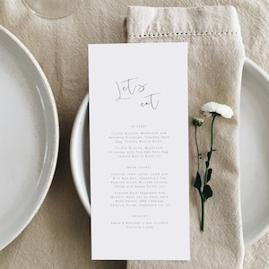 Wedding Menus, Simple Wedding Menu, Wedding Breakfast, Menu Cards, Wedding Menu Cards