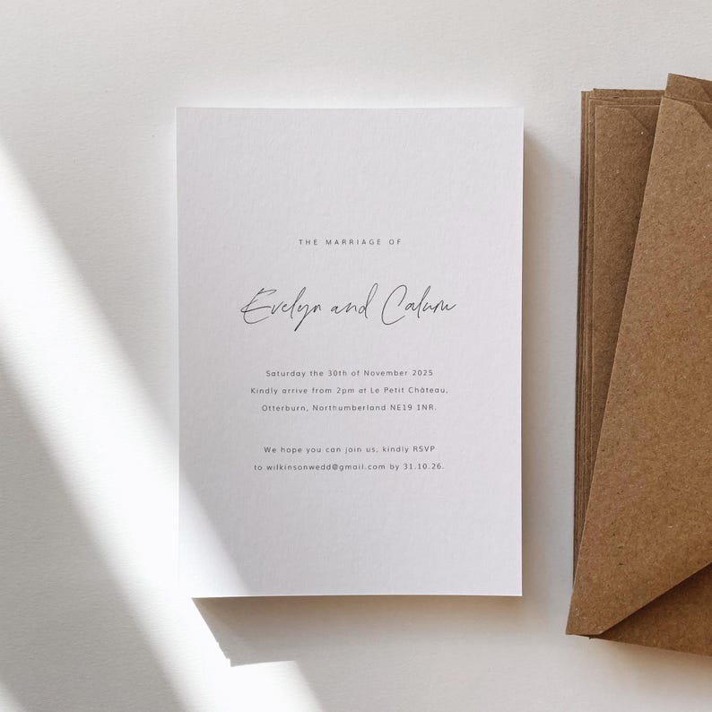 Handwritten Style Wedding Invitation | Simple Modern Invite image 6