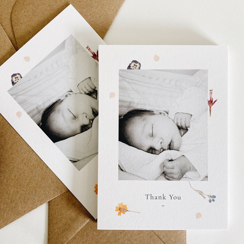 Cartes postales de remerciement pour bébé avec enveloppes, mots de remerciement pour bébé, faire-part de naissance image 2
