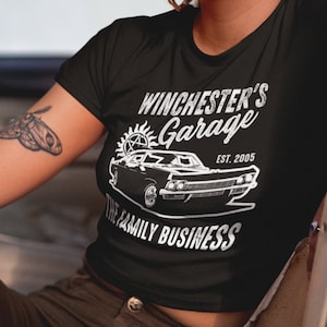 Dean Winchester's Garage Tee Shirt Impala 67 Supernatural Gift Baby The Family Business