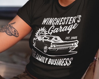 Dean Winchester's Garage Tee Shirt Impala 67 Supernatural Gift Baby The Family Business