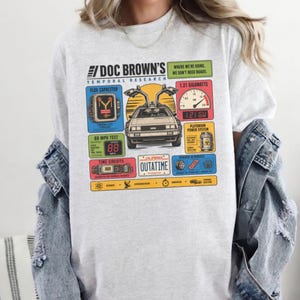 Doc Brown DeLorean Time Machine Tee | Retro Sci-Fi Movie Poster Design | Back to the Future