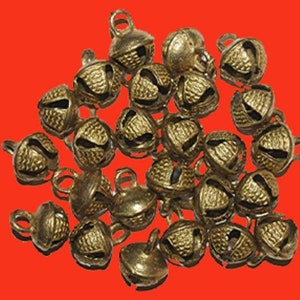 50 pc Lot of Brass Ghungroo BEADS Bells India Tribal BANJARA beads , Noisy Dance Kathak Boho 20 mm