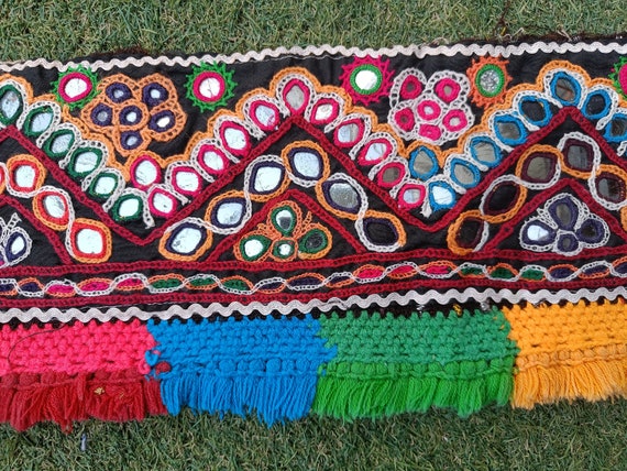 Rare Handmade Vintage Style Tribal Rajasthan Mirrored and Embroidered Belt Boho Gurl by Khushboo Shah | Handmade Banjara mirror coin  main image 3
