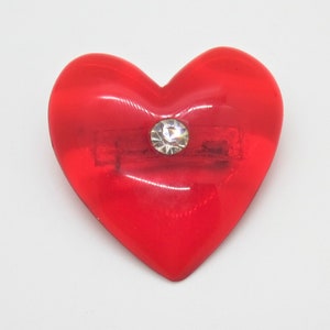 Vintage Resin Heart and Rhinestone Brooch