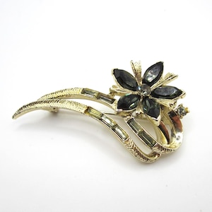 Vintage Coro Floral Rhinestone Brooch