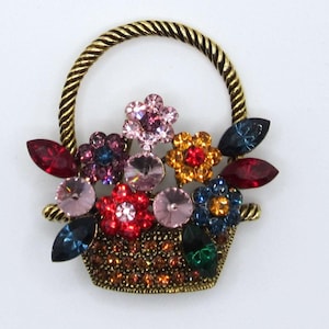 Vintage Sparkly Rhinestone Floral Bouquet Brooch