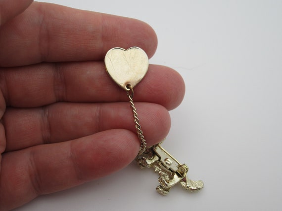 Vintage Dog and Heart Double Brooch - image 3