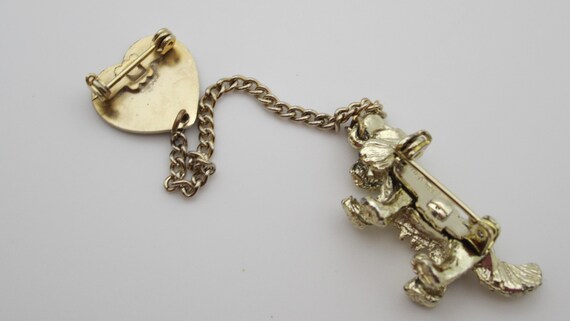 Vintage Dog and Heart Double Brooch - image 2