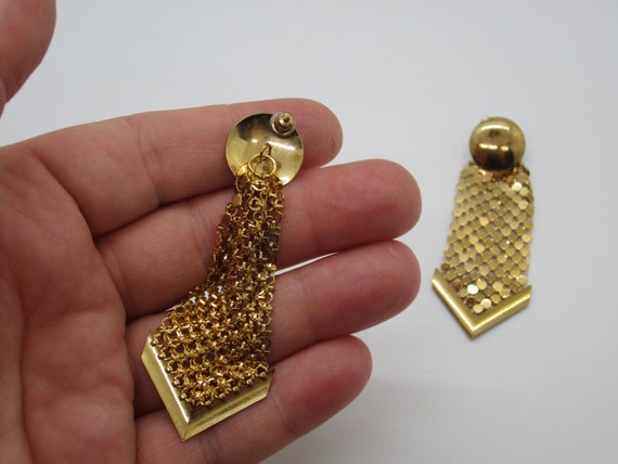 Pair of Vintage Gold Metal Earrings - image 3