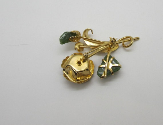 Gorgeous Green Stone and Pearl Brooch - image 2
