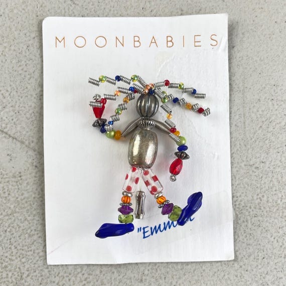 Vintage Moonbabies "Emmett" Pin: Beaded Curly Hair Kid Stick Pin