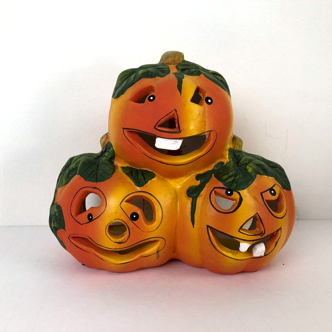 Vintage Halloween Jack O Lantern Tea Light Ceramic Tea Light Etsy
