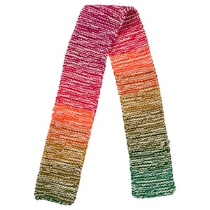 Vintage Handmade Scarf, Rainbow Knit Scarf, Long Ribbed Knit Scarf, Neck Scarf, Y2K Hand Knit Scarf, Bright Multi Color Scarf, Unisex Scarf