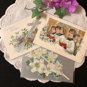 cartes postales vintage - Ensemble de 3 Cartes de Pâques religieuses Rafael Tuck & Sons