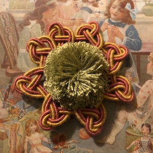 Vintage Passementerie Medallion in Rose, Gold and Sage Green