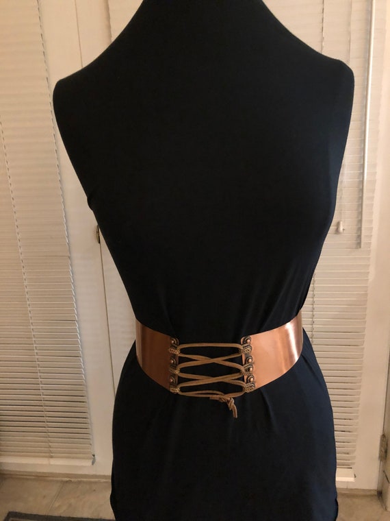 Vintage "Renoir" Copper Metal Corset Belt with Lea