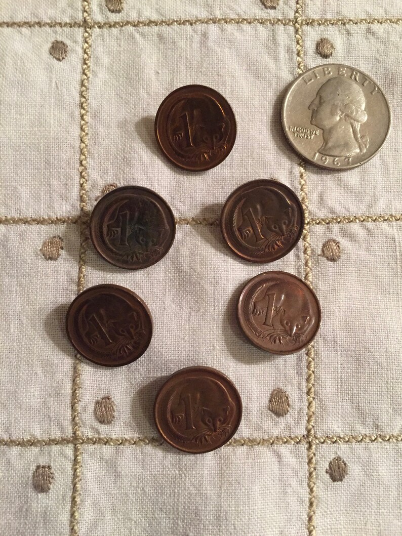 Australian Copper Coin Buttons Set of 6 Etsy