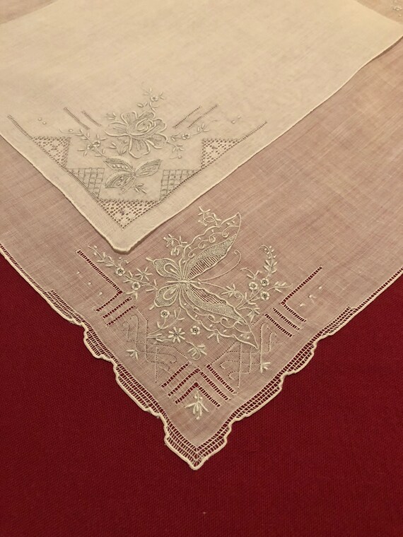 Vintage Hankies Hand Embroidered Linen Hankies Set … Gem